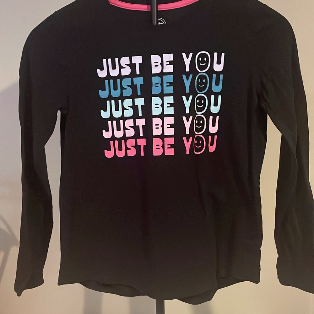 Wonder Nation Girls 2-Pack Long Sleeve Graphic Tees Just Be You Black & Blue
